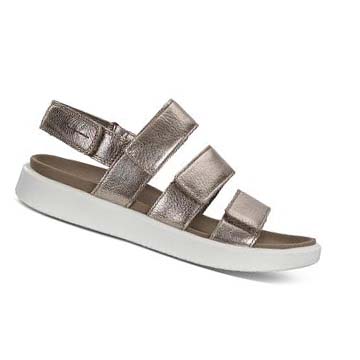 Women's Ecco Flowt Flat Sandals Silver | Canada 179HAP